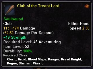 In-game tooltip for Club of the Treant Lord