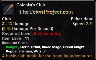In-game tooltip for Colonist's Club