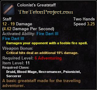In-game tooltip for Colonist's Greatstaff