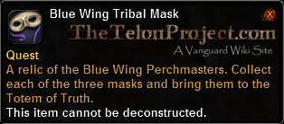 In-game tooltip for Blue Wing Tribal Mask