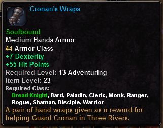 In-game tooltip for Cronan's Wraps