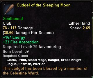 In-game tooltip for Crudgel of the Sleeping Moon