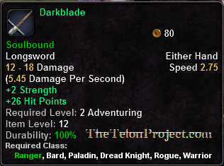In-game tooltip for Darkblade