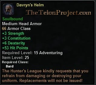 In-game tooltip for Davryn's Helm
