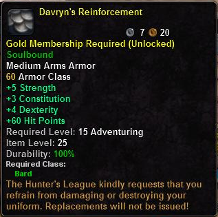 In-game tooltip for Davryn's Reinforcement