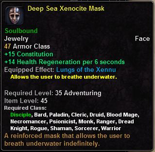 In-game tooltip for Deep Sea Xenocite Mask