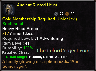 In-game tooltip for Ancient Rusted Helm