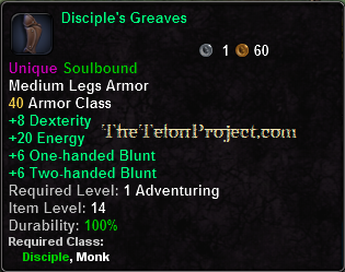 In-game tooltip for Disciple's Greaves