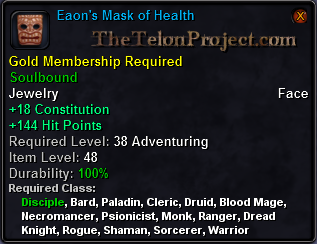 In-game tooltip for Eaon's Mask of Health