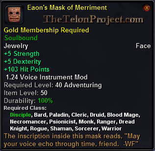 In-game tooltip for Eaon's Mask of Merriment
