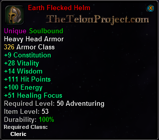 In-game tooltip for Earth Flecked Helm