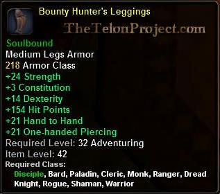 In-game tooltip for Bounty Hunter's Leggings