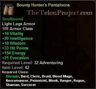 In-game tooltip for Bounty Hunter's Pantaloons