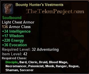 In-game tooltip for Bounty Hunter's Vestments