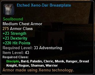 In-game tooltip for Etched Xeno-Dar Breastplate