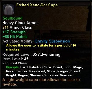 In-game tooltip for Etched Xeno-Dar Cape