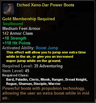 In-game tooltip for Etched Xeno-Dar Power Boots