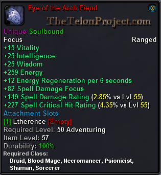 In-game tooltip for Eye of the Arch Fiend
