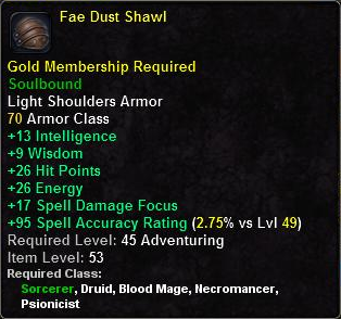 In-game tooltip for Fae Dust Shawl