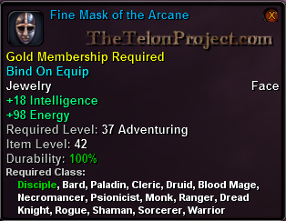 In-game tooltip for Fine Mask of the Arcane