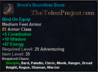 In-game tooltip for Brock's Boundless Boots