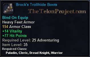 In-game tooltip for Brock's Trollhide Boots