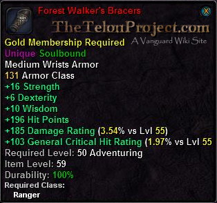 In-game tooltip for Forest Walker's Bracers