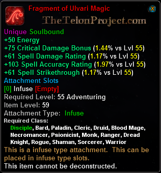 In-game tooltip for Fragment of Ulvari Magic