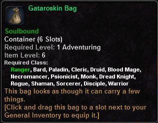 In-game tooltip for Gatorskin Bag