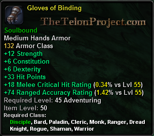 In-game tooltip for Gloves of Binding