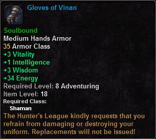 In-game tooltip for Gloves of Vinan