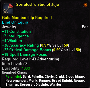 In-game tooltip for Gorrulosh's Stud of Juju