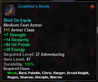 In-game tooltip for Grashlar's Boots