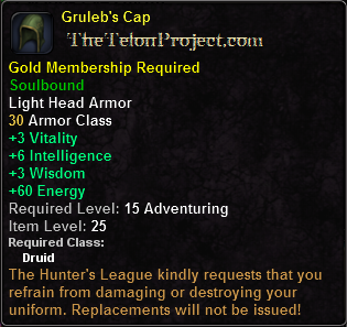 In-game tooltip for Gruleb's Cap