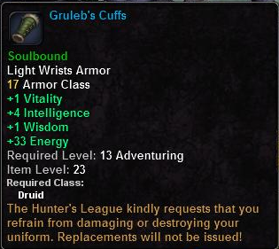 In-game tooltip for Gruleb's Cuffs