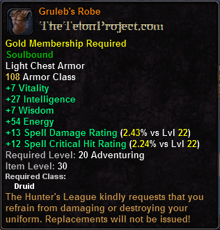 In-game tooltip for Gruleb's Robe