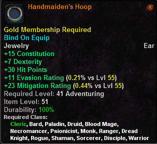In-game tooltip for Handmaiden's Hoop