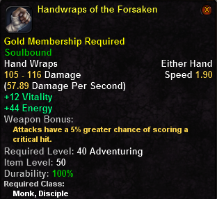 In-game tooltip for Handwraps of the Forsaken