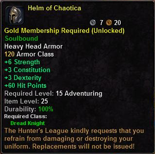 In-game tooltip for Helm of Chaotica