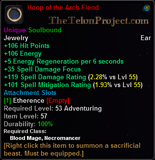 In-game tooltip for Hoop of the Arch Fiend