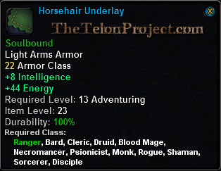 In-game tooltip for Horsehair Underlay