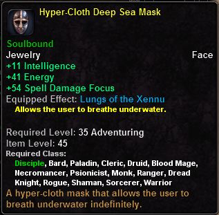 In-game tooltip for Hyper-Cloth Deep Sea Mask