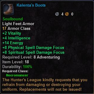 In-game tooltip for Kalenta's Boots