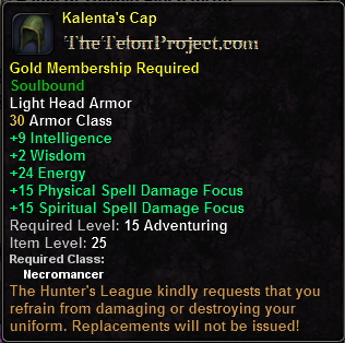In-game tooltip for Kalenta's Cap