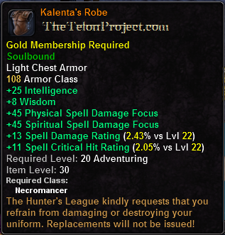 In-game tooltip for Kalenta's Robe