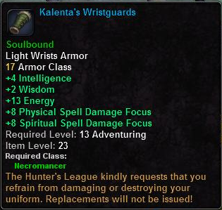 In-game tooltip for Kalenta's Wristguards
