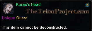 In-game tooltip for Karax's Head