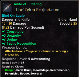 In-game tooltip for Knife of Suffering