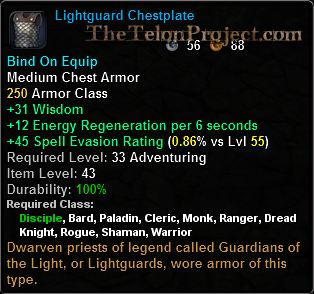 In-game tooltip for Lightguard Chestplate