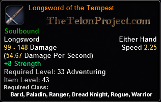 In-game tooltip for Longsword of the Tempest